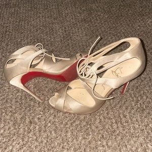 Satin Nude Lace Up Authentic Christian Louboutin size 39.5